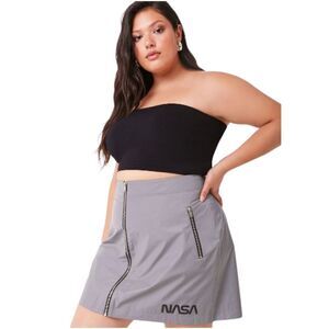 NEW NASA skirt reflective silver‎ zip front mini with pockets S
